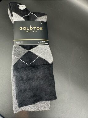 Gold Toe NWT 4 Pack Mens Dress Socks Shoe Size 6-12.5‎ Black